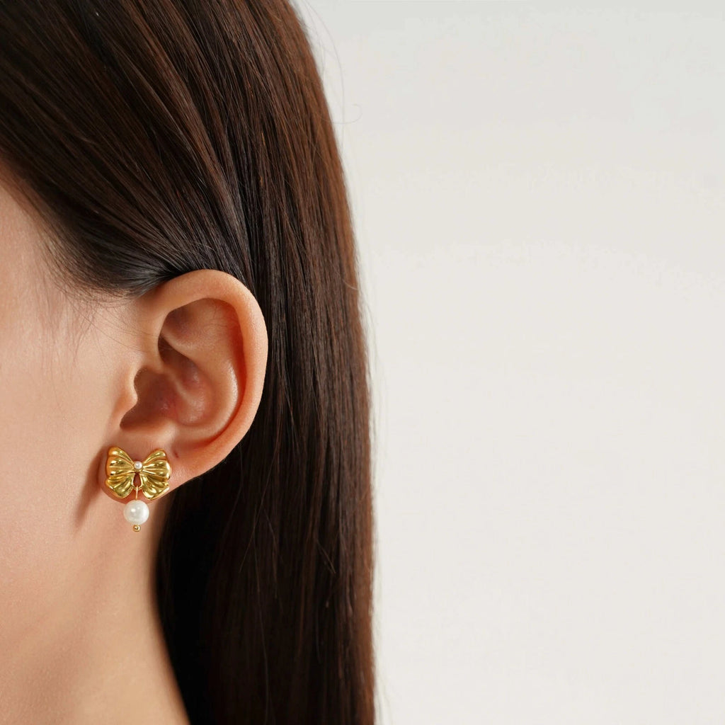 ALIYAH || Bow Pearl Earrings